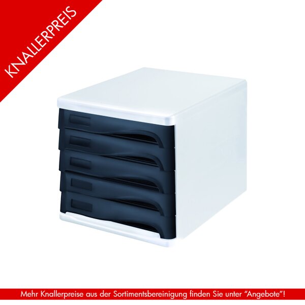 Schubladenbox the wave 5-Schübe Polysterol - schwarz
