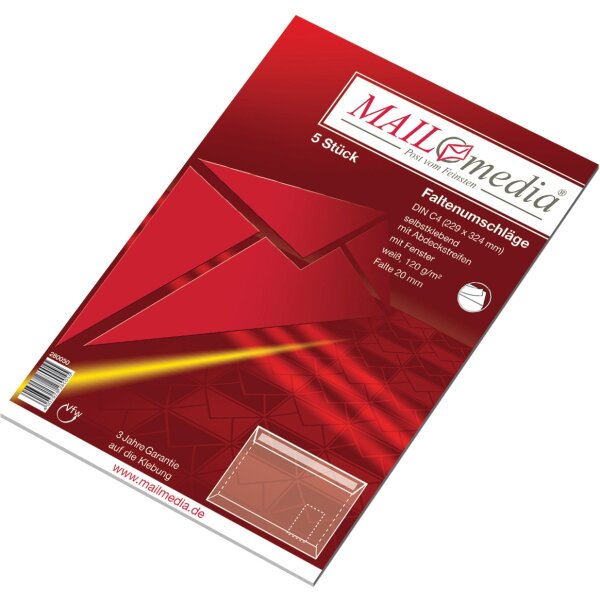 MAILmedia® Faltenumschlag C4, HK, 120g, weiß 229x324mm...