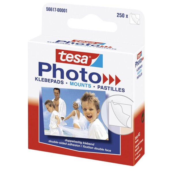 tesa Photo Foto-Klebepads, weiß, beidseitig klebend 250 Stück