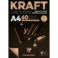 Clairfontaine "Kraft" braun / schwarz Block A4 60 Blatt 90g/qm