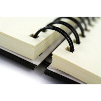 Spiral-Skizzenbuch A4-80 Blatt, cremeweisses Papier 140g/qm, Hardcover schwarz