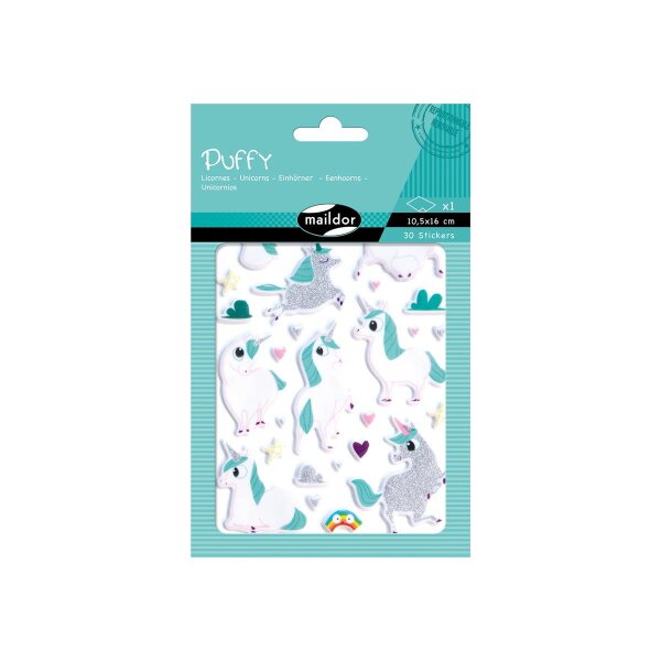 Puffy Sticker 1 Bg Einhorn 10,5x16