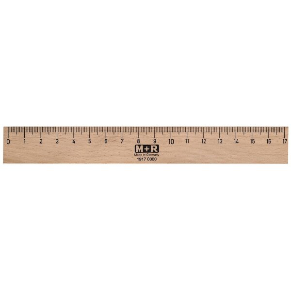 Lineal Holz 17cm Buche Metalleinlage