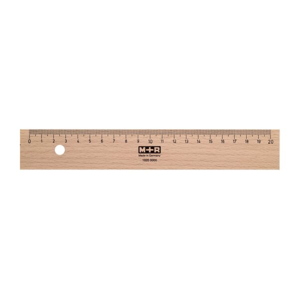 Lineal Holz 20cm Buche Metalleinlage