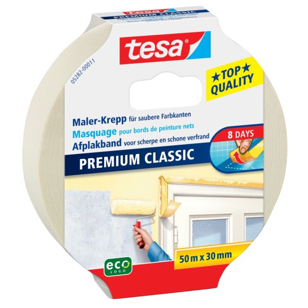 tesa Maler Krepp Premium Classic Abdeckband, 30mm x 50 m