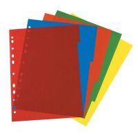 Register A4 PP 5-teilig vollfarbig 5 Farben Eurolochung Indexblatt