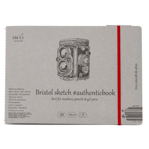 Bristolkarton Skizzenheft Authentic 17 x 24 cm - 18 Blatt, 185 g/qm