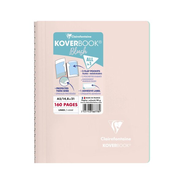 Collegbl lin Koverbook Blush A5 ros