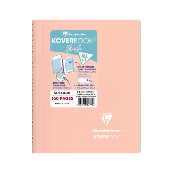 Collegbl lin Koverbook Blush A5 kor