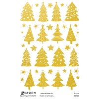 CHR transp. Sticker Baum +Stern gold, Inhalt: 1 Bogen, gold