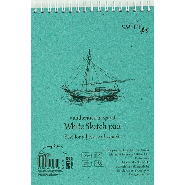 Skizzen Spiralblock Authentic hochweiß matt 90g/qm - A5 -...