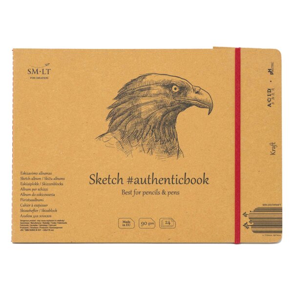 Skizzenheft Authentic 17x24 cm - Kraft Papier, 24 Blatt ,90 g/qm