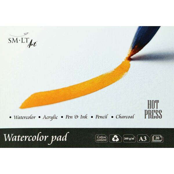 Traditioneller Aquarellblock Hot-Press - DINA3, 20 Blatt,...