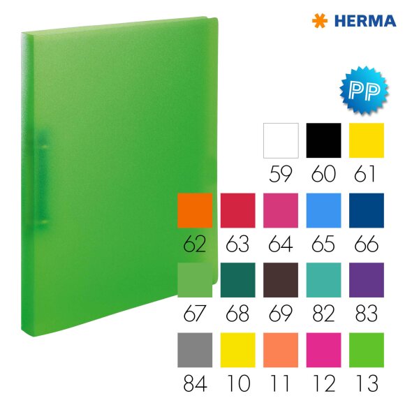 Ringbuch A4 PP 2D-Ringmechanik transluzent - alle Farben