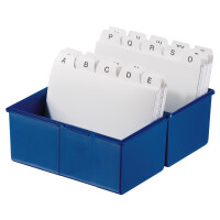 Karteibox DIN A7 quer, 100 Karten, A-Z Register - blau