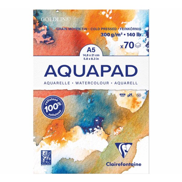 Aquarellblock AQUAPAD 300g/qm A5 - 70 Blatt