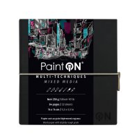 Skizzenheft PaintON,, Fadenbindung 14x14cm - 16 Blatt, 250g/qm schwarz, Einband sch