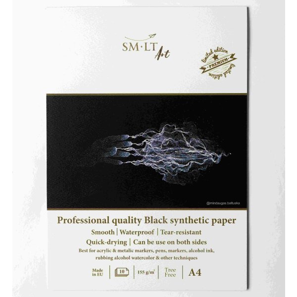 Synthetisch schwarzes Papier A4 - 155g/qm, 10 Blatt