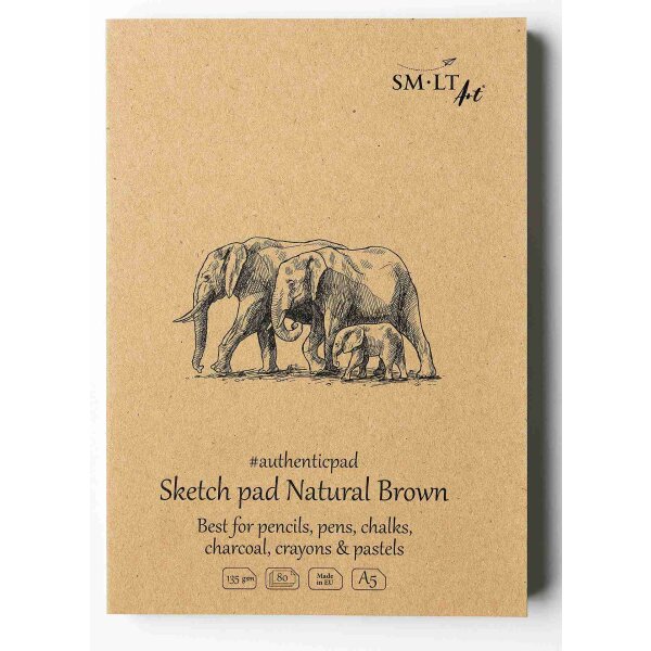 Skizzenblock Authentic A5 - braunes RCP Papier, 80 Blatt, 135 g/qm