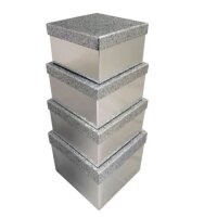 4er Set Box Glitter silber