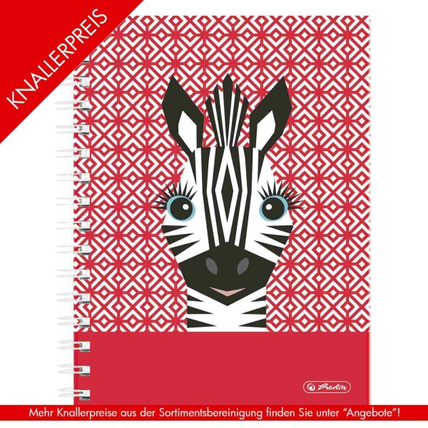 Spiralboutiquebuch A5 Cute Animals Zebra 100 Blatt kariert