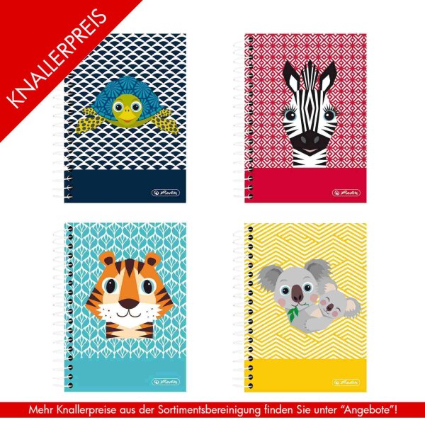 Notizblock Spiralnotizblock 10x14 cm - 200 Blatt - Cute Animals