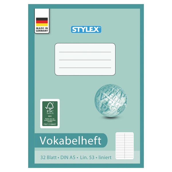 Vokabelheft, DIN A5, 32 Blatt