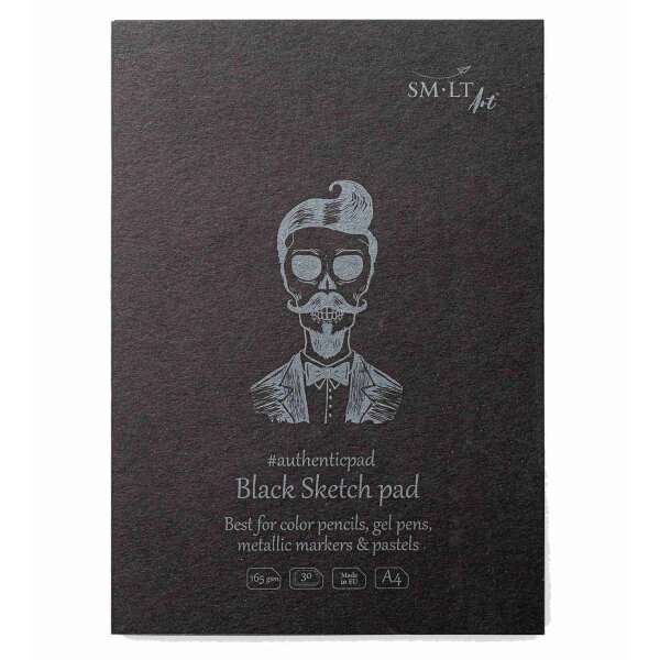 Skizzenblock Authentic A4 - schwarzes Papier, 30 Blatt, 165 g/qm