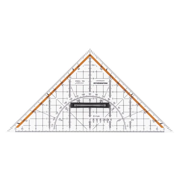 Technisches Zeichendreieck 250 mm, Acrylglas transparent, abnehmbarer Griff