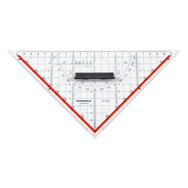 Technisches Zeichendreieck 250 mm, Kunststoff transparent, abnehmbarer Griff