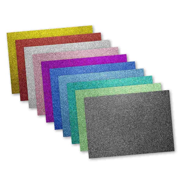 Glitzerkarton 300g/qm 25 x 35 cm - 10 Farben sortiert