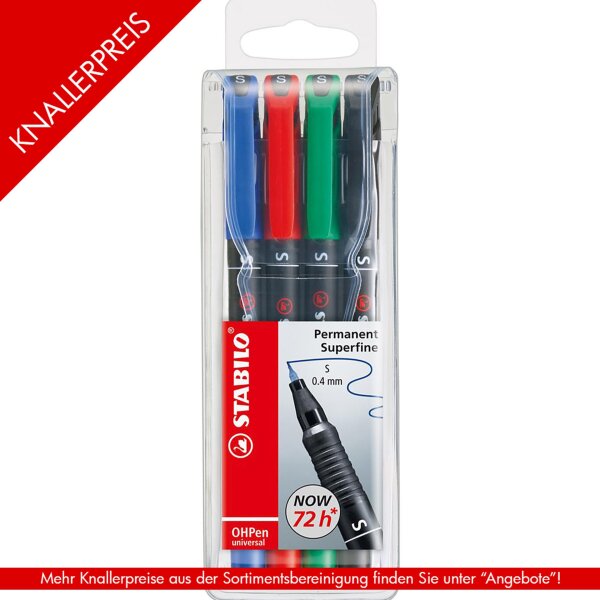 Folienstift OHPen universal S 0,4mm permanent - 4er Etui