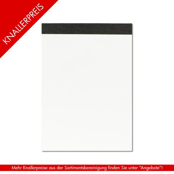 LANDRÉ Notizblock ohne Deckblatt, A6, schwarz gefälzelt, 50 Blatt, 70 g/m², Lineatur 20 (blanko)