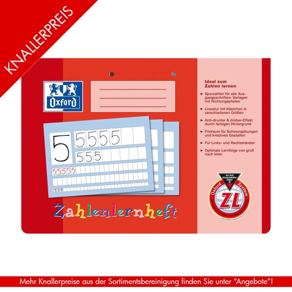 Schreiblernheft Oxford A4 quer - 16 Blatt, 80 g/m² - Lineatur ZL, 2fach gelocht