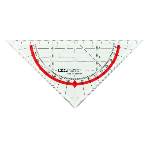Geometriedreieck 17cm glasklar rot hinterlegt