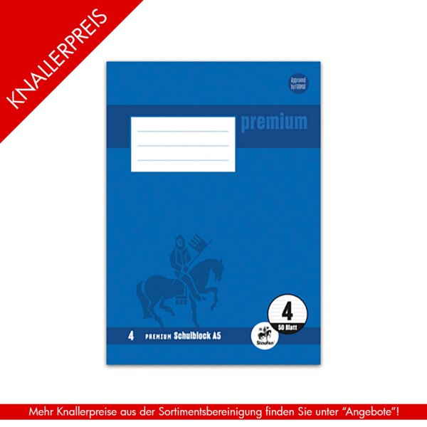 Schulblock Premium A5-50 Blatt, 90g/qm - liniert 2xgelocht