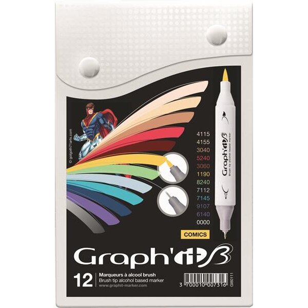 Layoutmarker Brush & extra fine GRAPHIT 12er Set - Comics