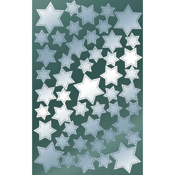 Sticker Weihnacht Glanzfolie 2Bg Motiv Sterne silber