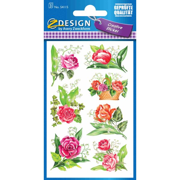 CRE Flower Sticker Rosen Papier 3Bg
