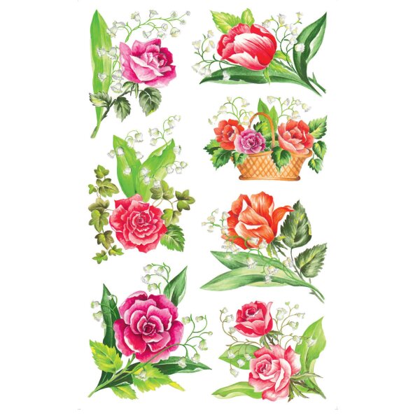 CRE Flower Sticker Rosen Papier 3Bg