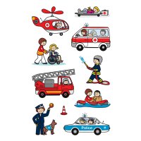 KID Papier Sticker Feuerwehr/Polizei, Inhalt: 3 Bogen