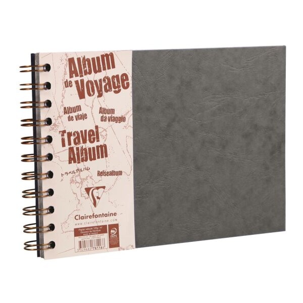 Clairefontaine "Age Bag" Reisealbum A4 quer 40 Blatt liniert+blanko - grau