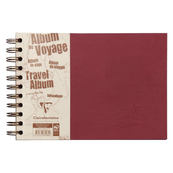 Clairefontaine "Age Bag" Reisealbum A5 quer 40 Blatt liniert+blanko - rot