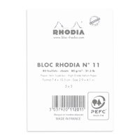 RHODIA Notizblock No. 11, DIN A7, kariert, weiß