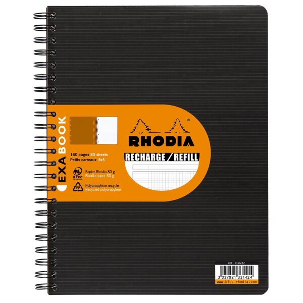 RHODIA Spiralblock für EXABOOK, A4+, kariert, schwarz