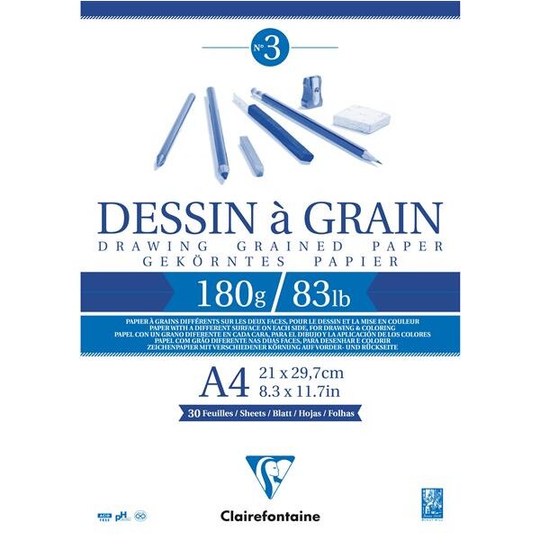 Clairefontaine "Dessin à Grain" Zeichenblock A4 30 Blatt 180g/qm kopfgeleimt