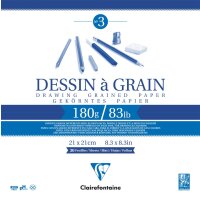 Clairefontaine "Dessin à Grain" Zeichenblock 21x21cm 30 Blatt 180g/qm kopfgeleimt