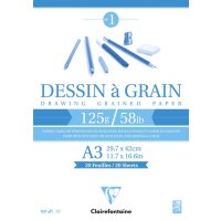 Clairefontaine "Dessin à Grain" Zeichenblock A3 20 Blatt 125g/qm kopfgeleimt