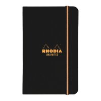 Rhodia Notizb kar gummi 90x140 schwarz