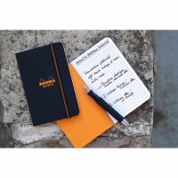 Rhodia Notizb kar gummi 90x140 schwarz